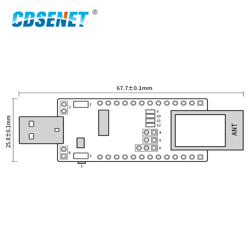 

CH340 USB Test Board E104-BT10-TBG For Mesh Network TLSR8269 Gate way Bluetooth Module E104-BT10-G