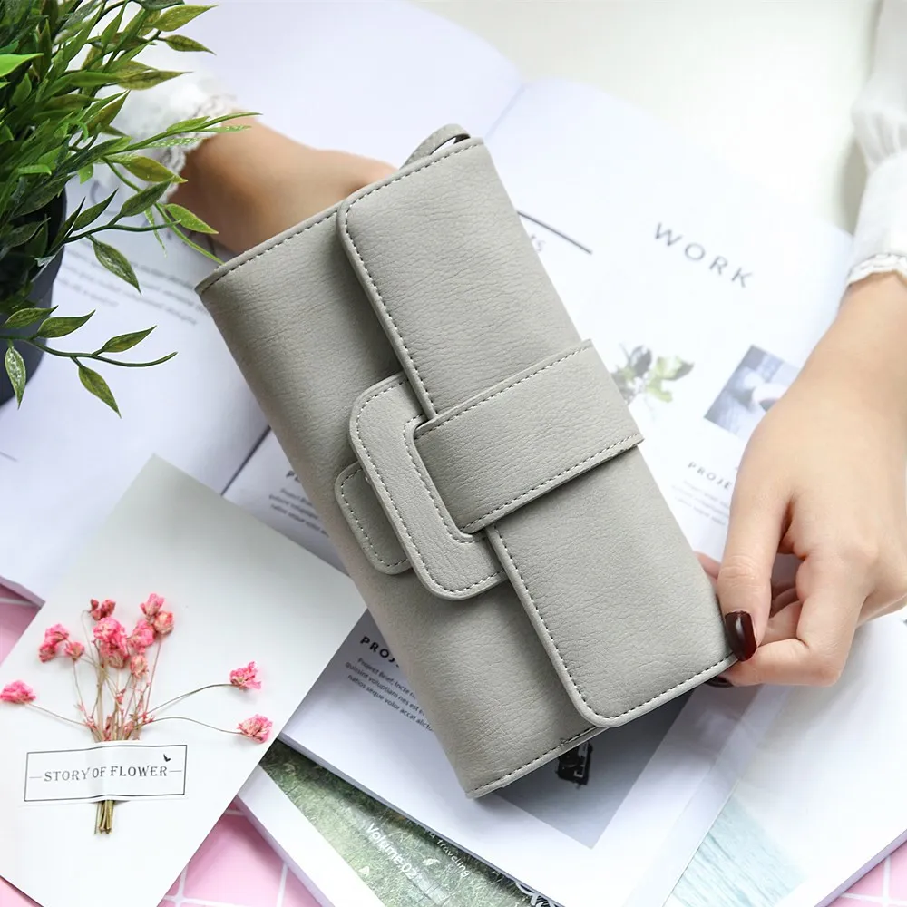 Женский Длинный модный многофункциональный кошелек с пряжкой Дамский кармашком