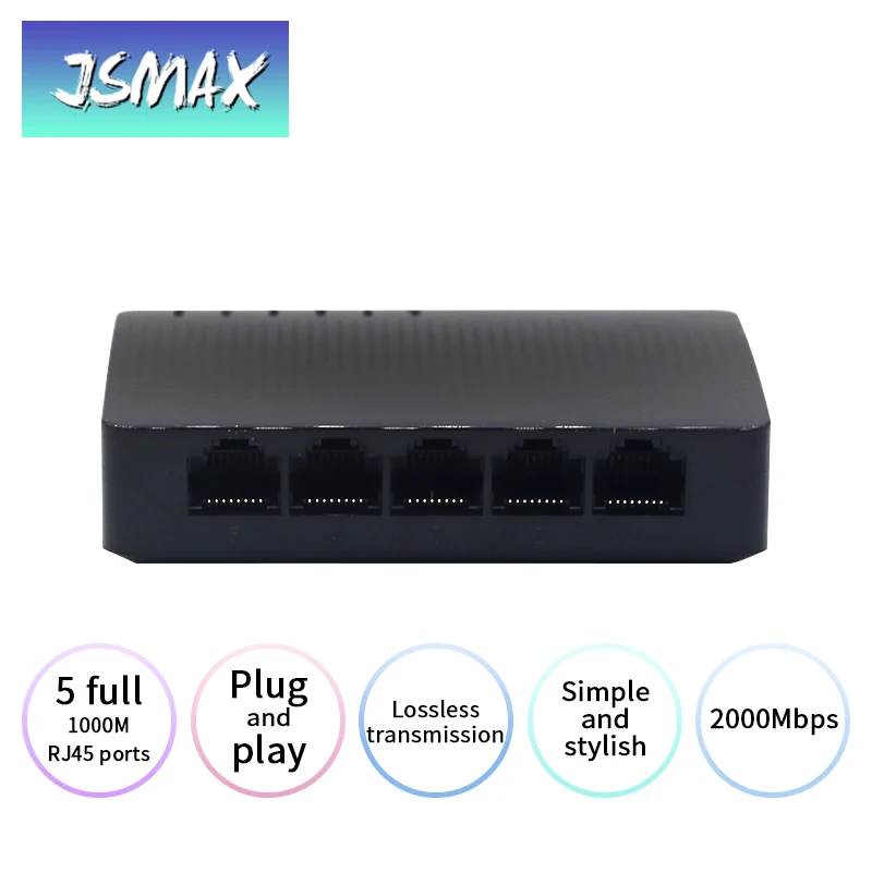 JSMAX JSSG105 Ethernet Switch 5 Gigabit Port Desktop 10/100/1000Mbps RJ45 Soho | Network Switches