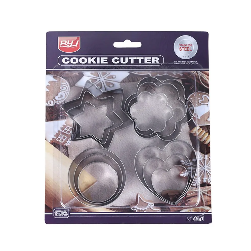 Нержавеющая сталь помадка торт выпечки формы круглое Сердце цветок звезды форма