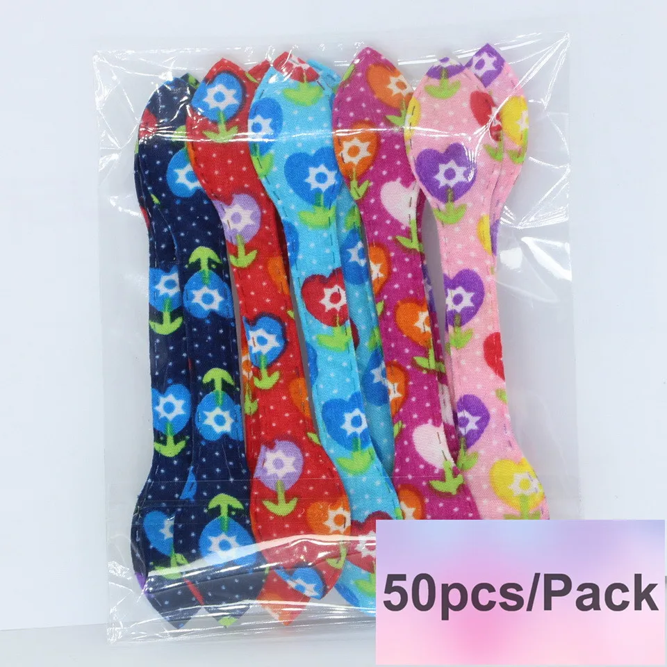 50pcs Flower ears Isnice/галстук-бабочка для волос; аксессуары для волос для девочек; разноцветные резинки для волос с милыми ушками, звездочками, павлином и цветком; головные уборы или заколки для волос - Цвет: 50pcs Flower ears