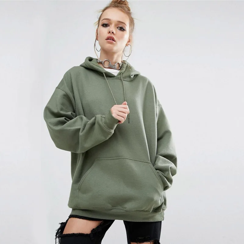 

Plus Size S-5XL Hoodies Spring Women Sweatshirts Casual Loose Long Sleeve Pockets Leisure Pullovers Tracksuit Female Gray Tops