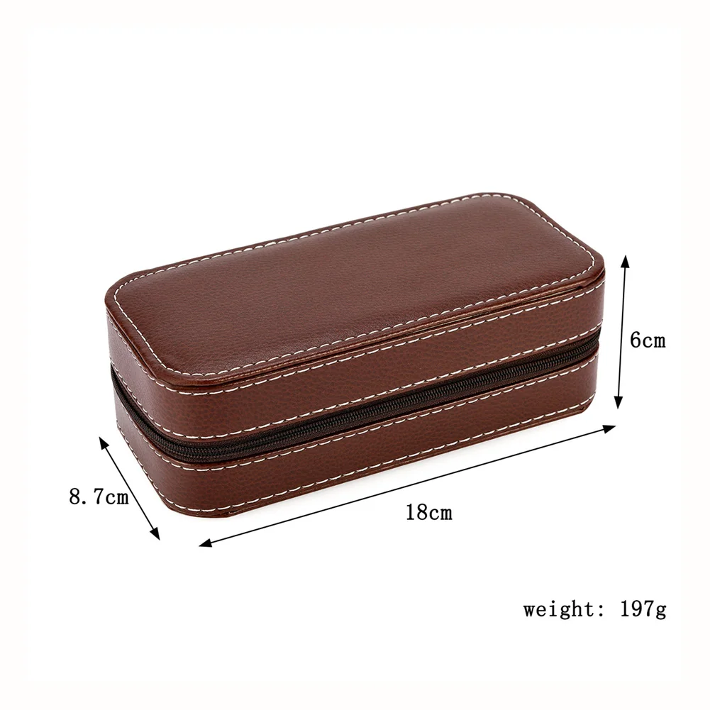 

2 Slots Portable Watch Storage Box Travel Case Universal Size Zipper Storage Case