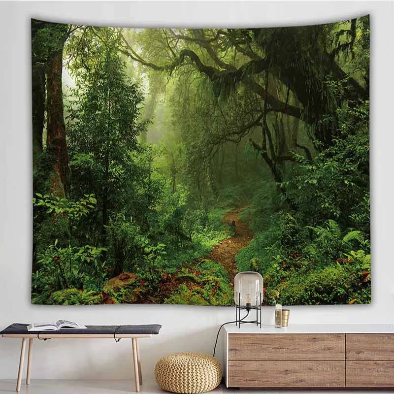 Fantasy Forest Moon Tree Tapestry Wall Hanging Macrame Hippie Blanket Home Decor Art Psychedelic | Дом и сад