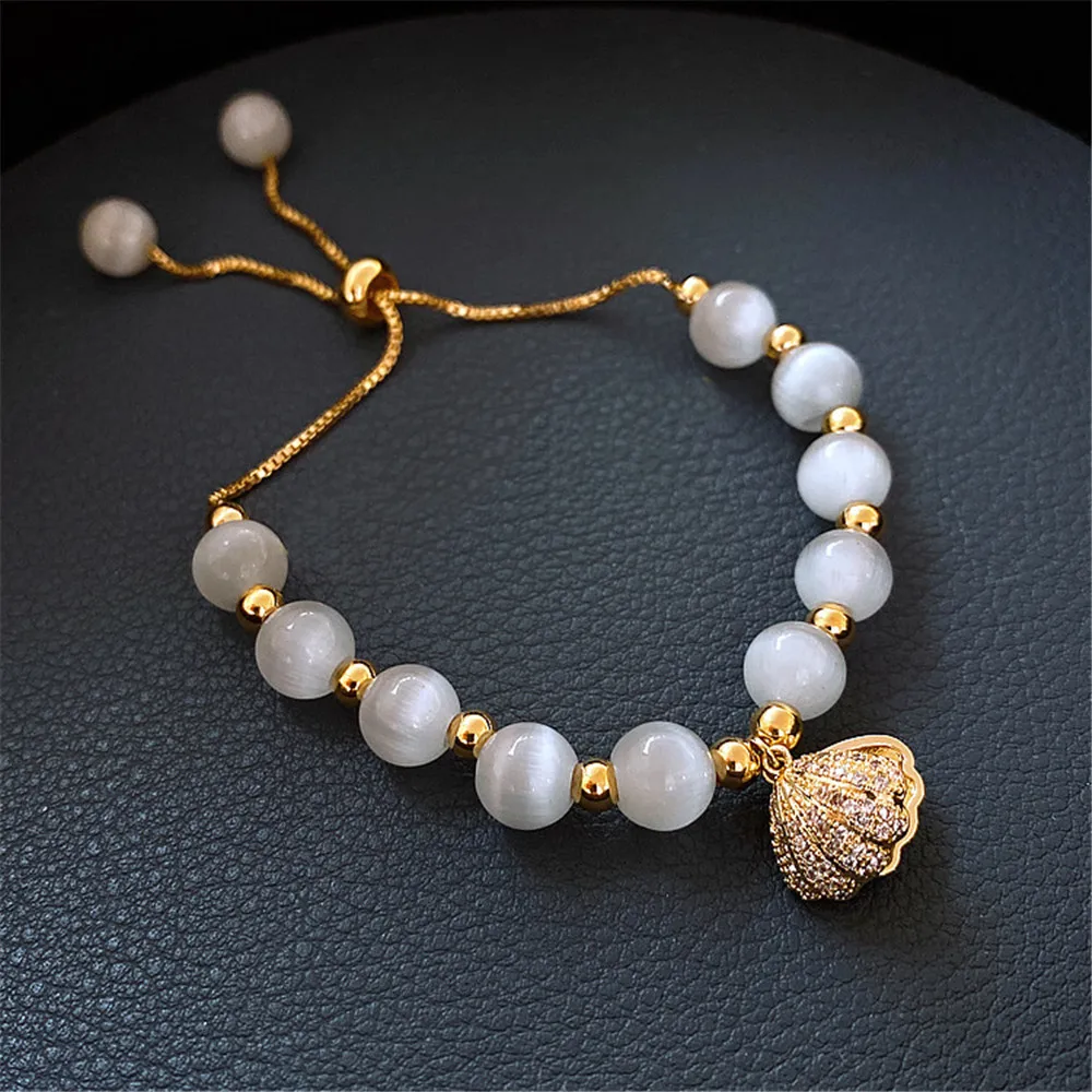 

Gold Plating Opal Bracelet Korean Fashion Shell Pearl Trendy Women Adjustable Ins Bracelet For Girls Female New Arrival 2022