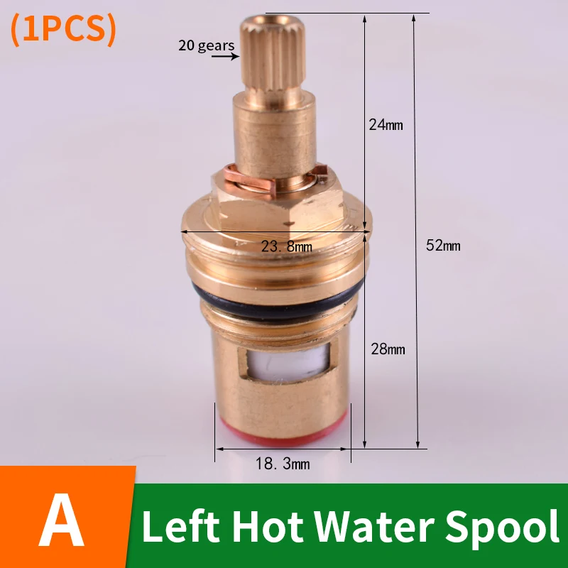 A-Left Hot Water Кран-картридж смеситель латунный керамический Dics кран-букса быстрооткрывающийся душ картриджи 20 передач кухонный вентиль аксессуары для ванной комнаты - Цвет: A-Left Hot Water
