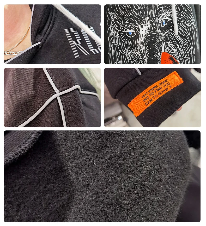 

Sweat Hooded Hoodies Women Korean Harajuku Reflective Stripe Sweatshirt Female Aesthetic Graphic Velvet Pullover Leisure Stylish