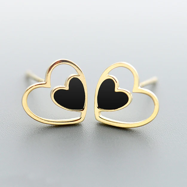 Женские серьги сердечки из серебра 925 пробы|Серьги-гвоздики| |