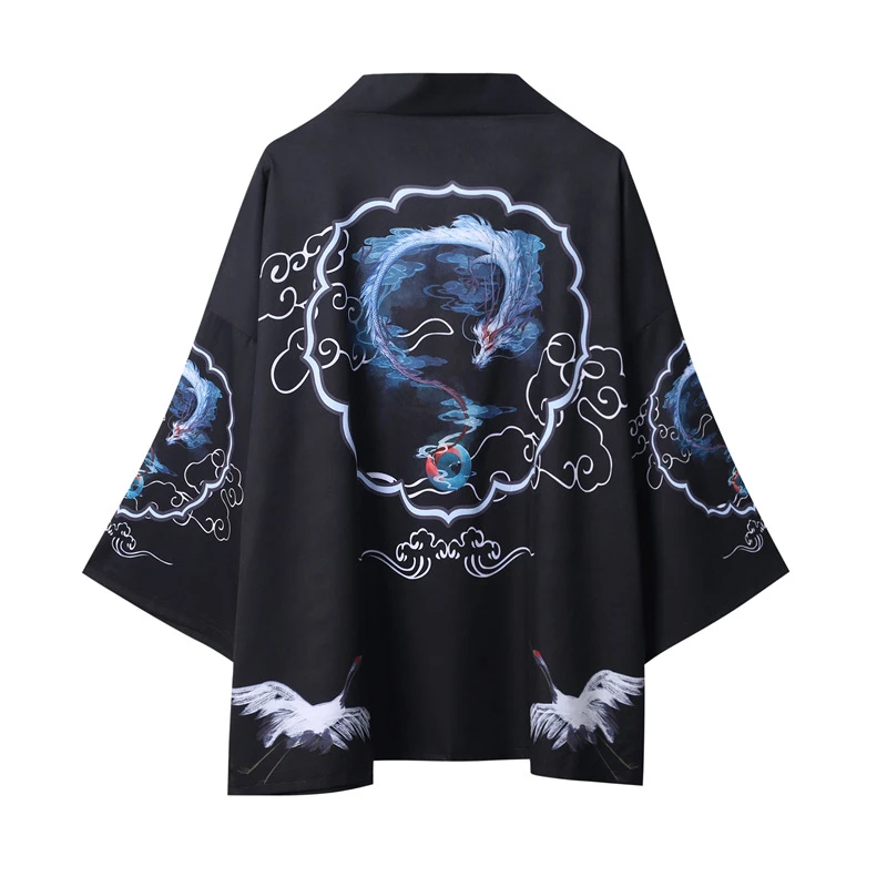 Yukata Haori японские дракон кимоно кардиган мужской костюм самурая Азиатский Одежда