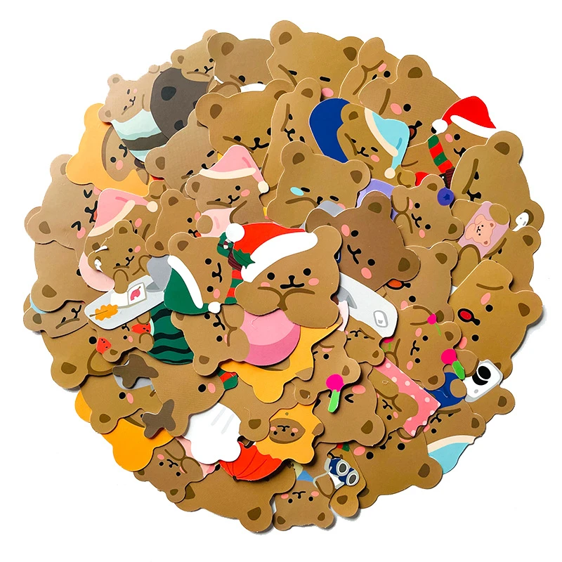 

10/30/50Pcs Cute Bear Dumb Film Kids Toys Sticker Rainbow Motorcycle Computer Mobile Phone Suitcase Notebook Cake Sticker