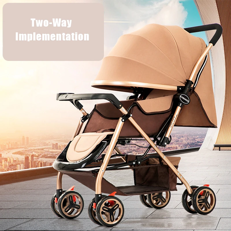

Infant Shining Four Wheels Stroller Ultra-space and ultra-light Stroller Portable Folding Two-Way Push Sitting And Reclining Car