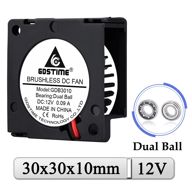 5Pcs Gdstime DC 12V Fan 30x30x10mm Dual Ball 30mm Mini Radial Blower Cooler 30mmx10mm 3cm Laptop Micro Turbo Cooling - купить по