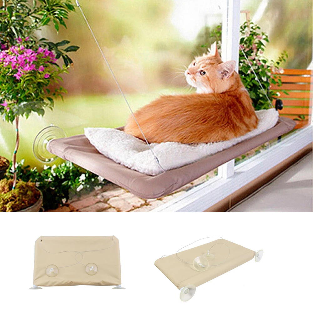 Cute Pet Hanging Beds Bearing 20kg Cat Sunny Seat Window Mount Pet Cat Hammock Comfortable Cat Pet Bed Shelf Seat Beds