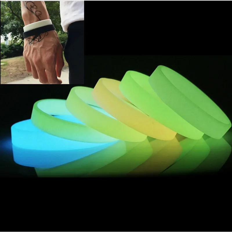 Красочные светящиеся силиконовые спортивные браслеты и женские флуоресцентные