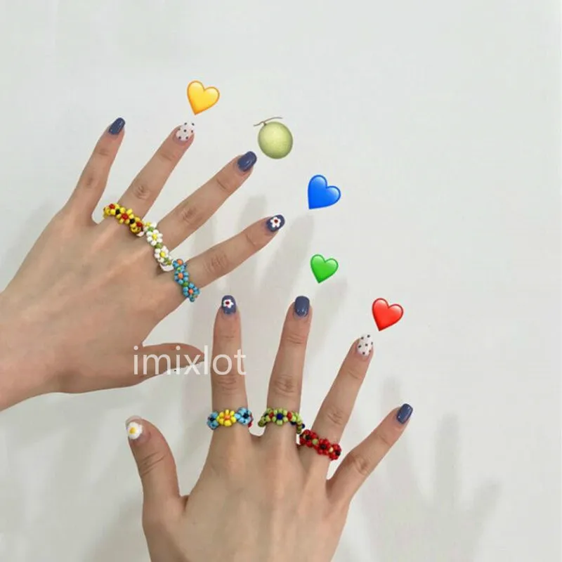 Резиновые эластичные кольца на палец с имитацией жемчуга синие белые бусины