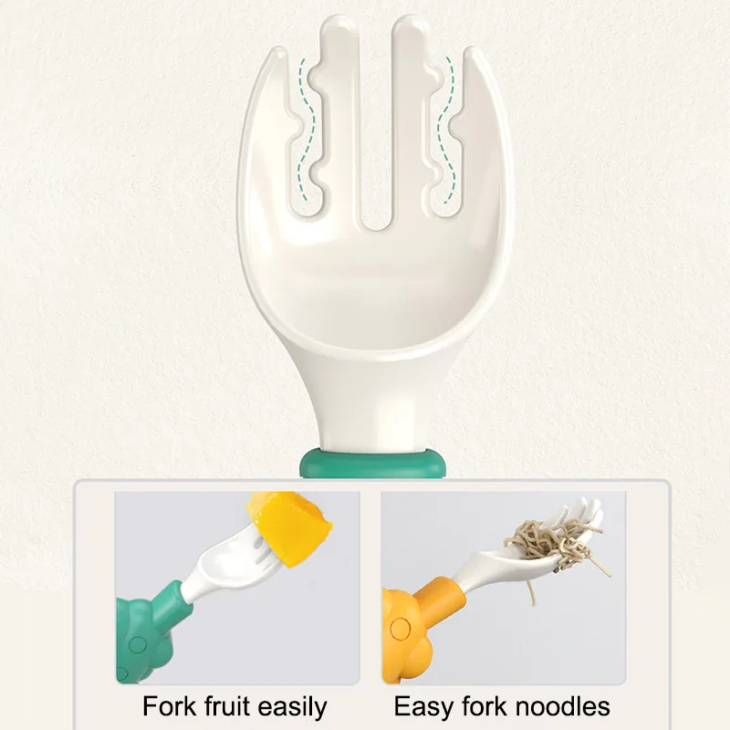 

2-Piece Set Cute Cartoon Zebra/UFO Pattern Baby Soft Spoon Fork Set Food Grade Silicone Complementary Food Baby Tableware