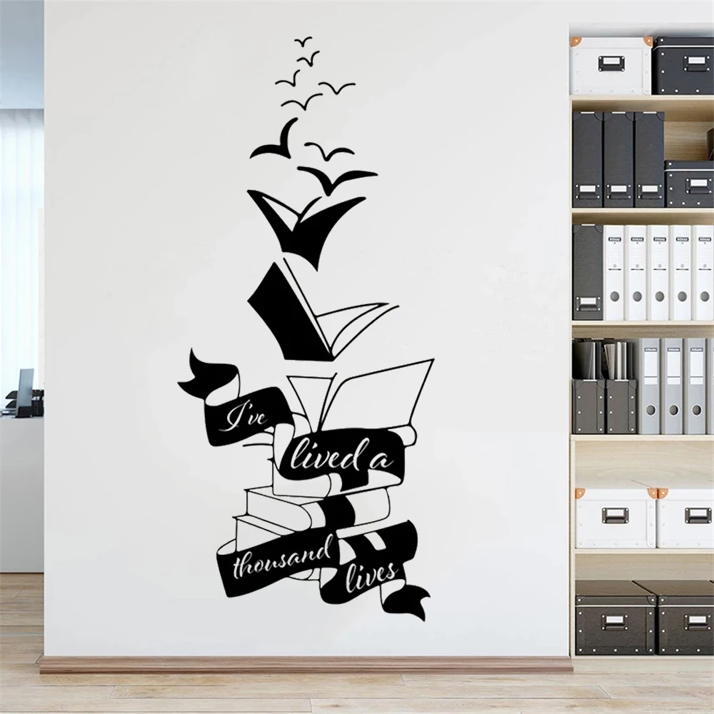 

Fly Reading Book Wall Stickers School Library Motivational Inspirational Quotes Vinyl Read More Book Classroom Decals HJ0575