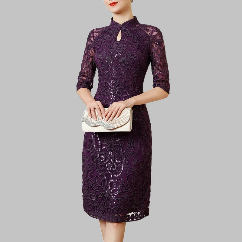 

2021 spring new middle aged woman dress Korean dress red temperament skirt