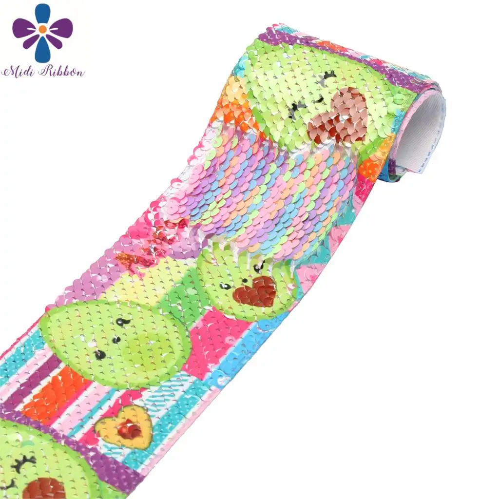 Двухсторонняя Радужная лента с принтом в виде арбуза ананаса авокадо 3 дюйма 75 мм