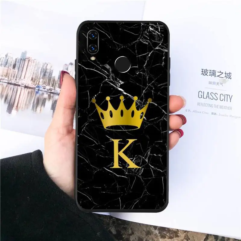 

Gold letter Crown marble Phone Case For Huawei honor Mate P 10 20 30 40 Pro 10i 9 10 20 8 x Lite Luxury brand shell funda coque