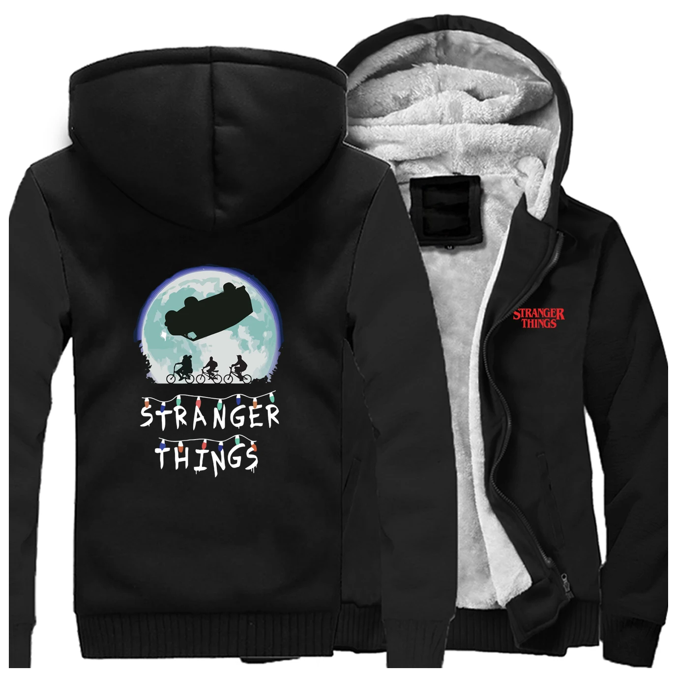 

Stranger Things upside down Print Thick Hoodies Men Fashion Brand Clothing Hip Hop Warm Sweatshirt Winter Jacket Mens Streetwear