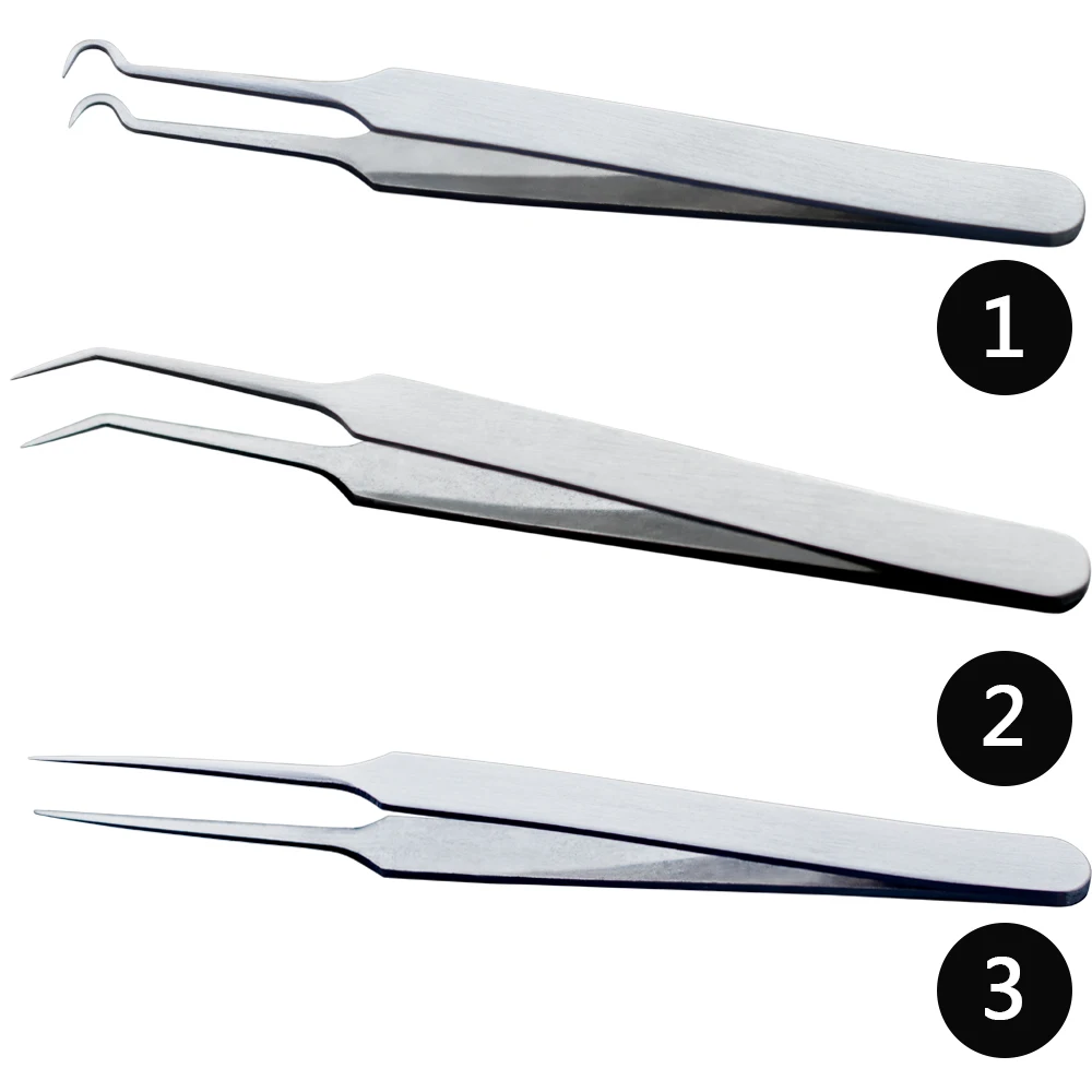 

Professional Tweezers 3 Designs for Nail Art/Face Care/Eyelash Extension Blackhead Acne Blemish Pimple Remove Tools