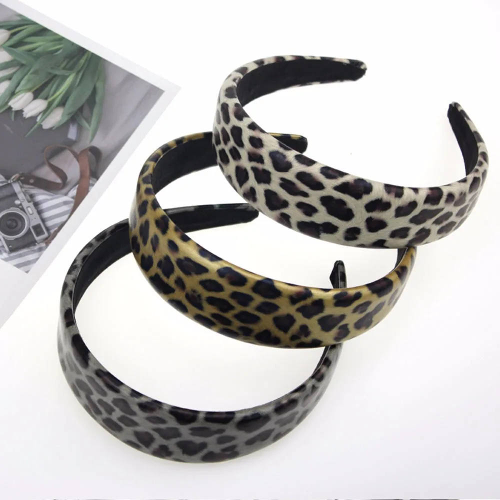 1 шт. женская кожаная с леопардовым принтом повязка для волос повседневной