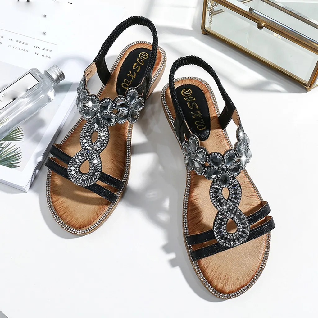 2020 новые летние сандалии на плоской подошве обувь в богемном стиле с цветами