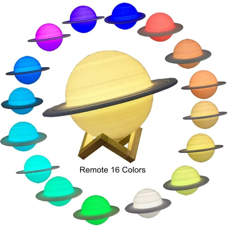 Креативная лампа Saturn с 3D принтом сенсорный пульт дистанционного управления