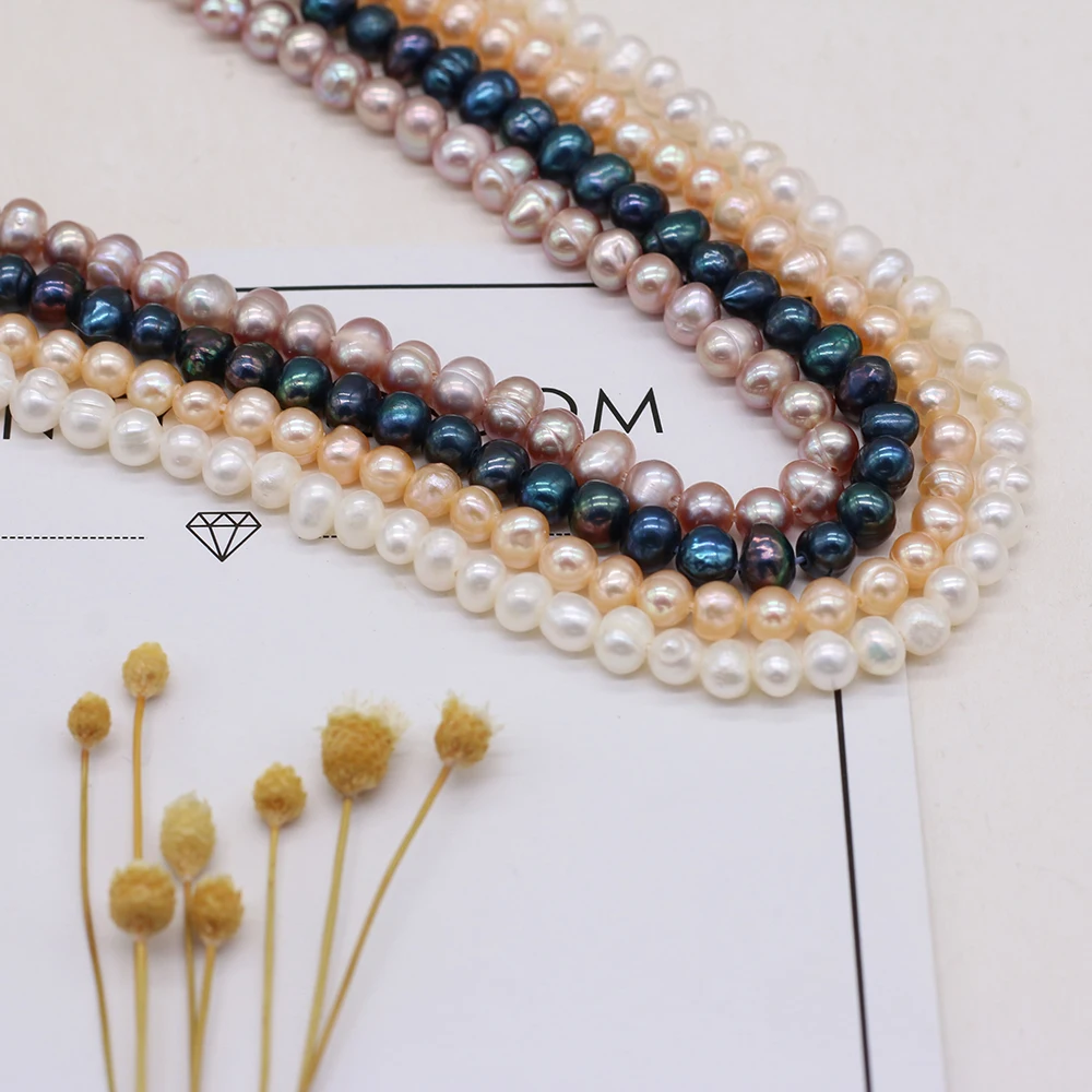 

AAA Natural Freshwater Pearl Near Round Bead Making DIY Lady Necklace Bracelet Exquisite Jewelry Gift Size 4-5mm Long 36mm