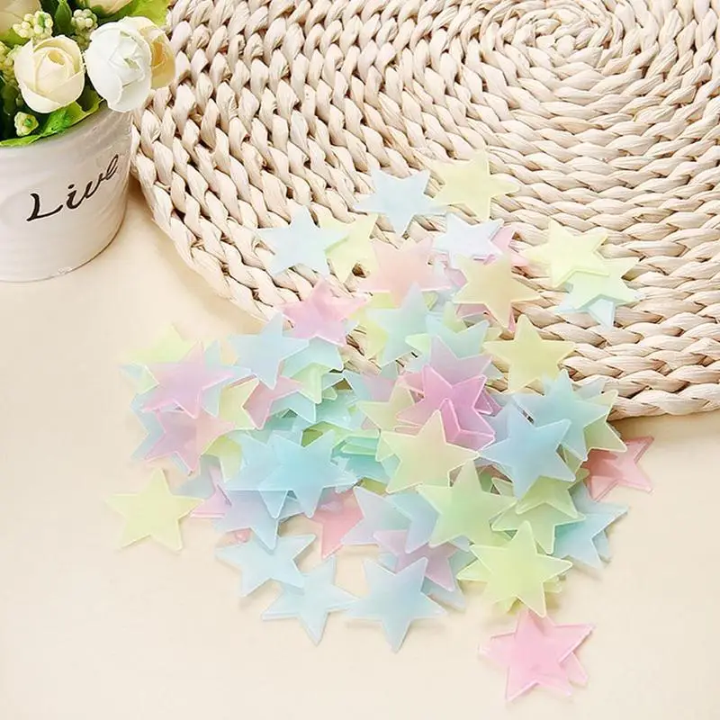 Diy светящиеся Лунные звезды ПВХ наклейки 3d на стену спальня украшения для комнаты