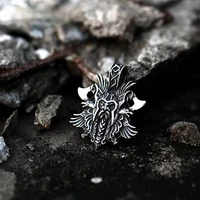 vintage gothic pirate double axe pendant punk stainless steel viking odin riding crow pendant fashion men hip hop party jewelry