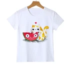 Модная дизайнерская Детская футболка с коротким рукавом с изображением пиццы и кота, Новые футболки для мальчиковдевочекмалышей, новинка, футболки с изображением милого кота