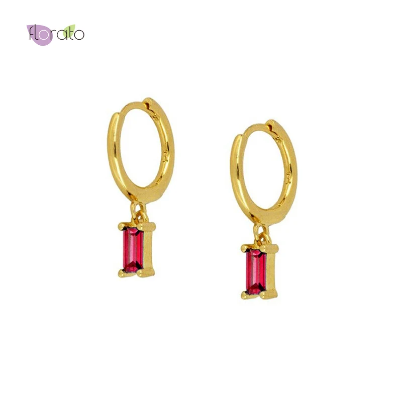 925 Sterling Silver Ear Buckle Color CZ Zircon Gold Earrings For Women Geometric Small Hoop Fashion Wedding Jewelry | Украшения и
