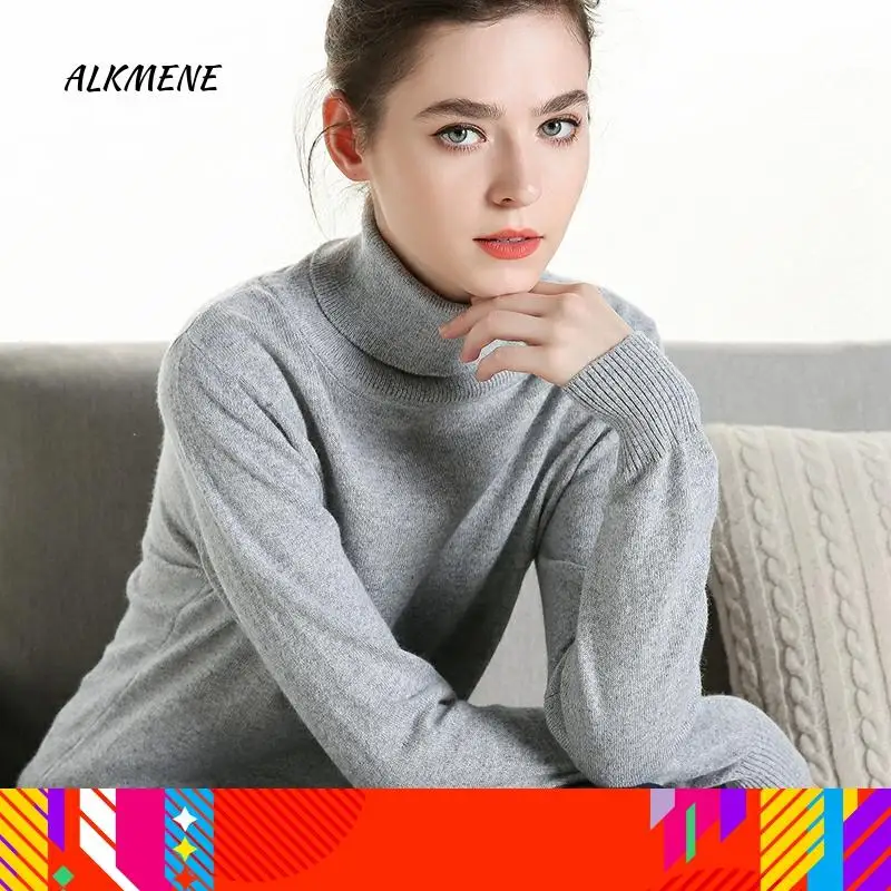 High lapel sweater women 2019 autumn and winter new knitted long-sleeved base pullover thick cashmere casual sexy | Женская одежда