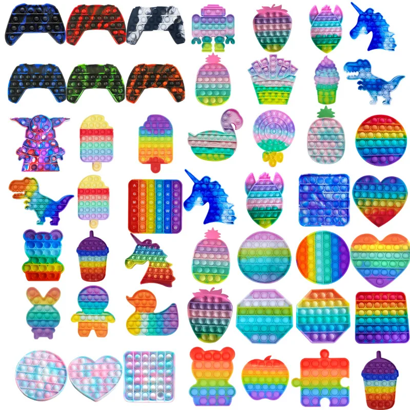 

Rainbow Bubble Pops Fidget Kids Toy Sensory Autisim Special Need Its Anti-stress Stress Relief Squishy Fidget Toy Random Color