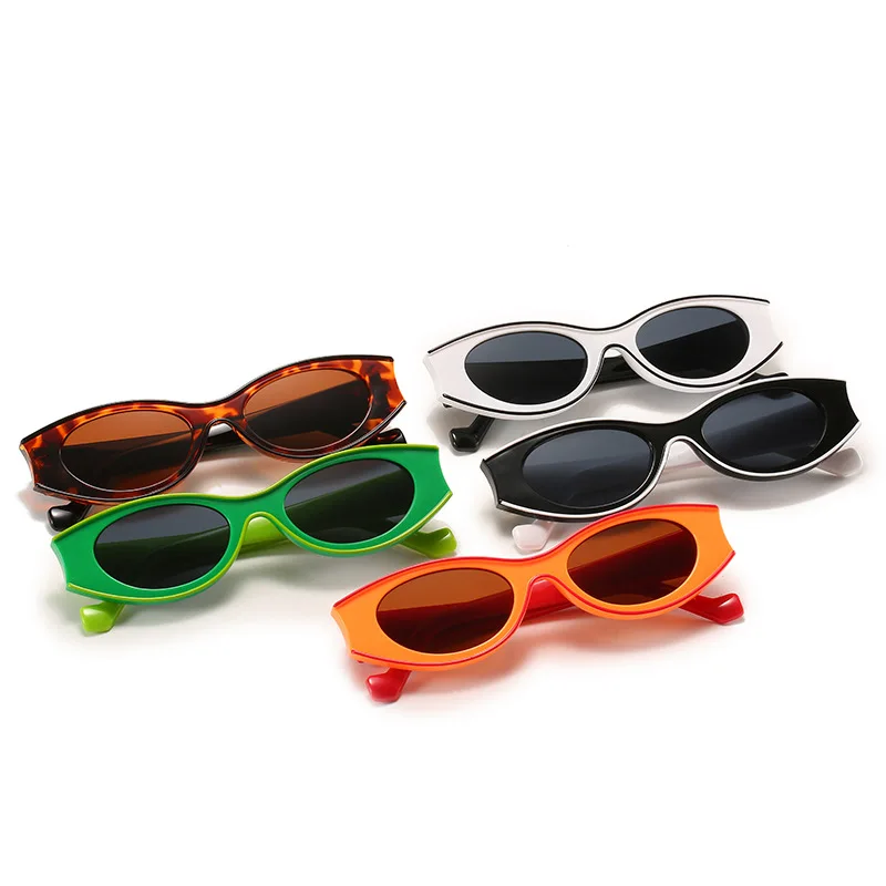 

YLWZKX new small oval sunglasses personality street shooting wild small frame glasses funny color contrast and colorful sunglass