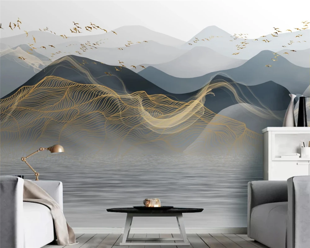 Beibehang пользовательские обои Новый светильник Роскошные абстрактные чернила