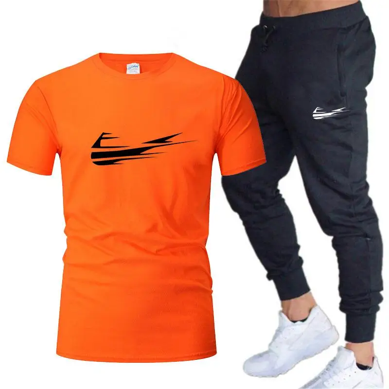 

Men's Casual men's sets Tracksuit summer men sets Two Piece Set T Shirt Brand Track Clothing Male Sweatsuit Sports Suits S-2XL