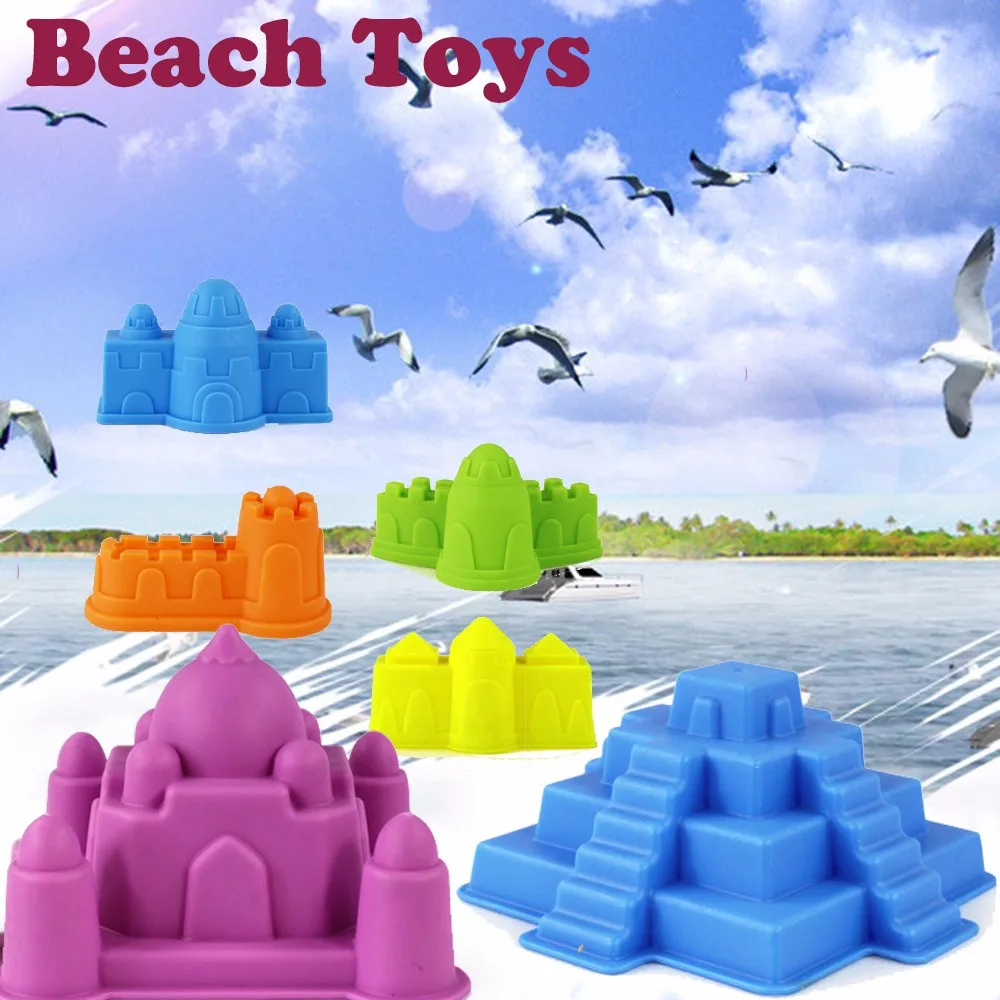 

6pcs Sand Game Beach Toys Sandbeach Castle Model Kids Baby Beach Castle Water Tools Toys Chteau De Jouet Sur Tas De Sable