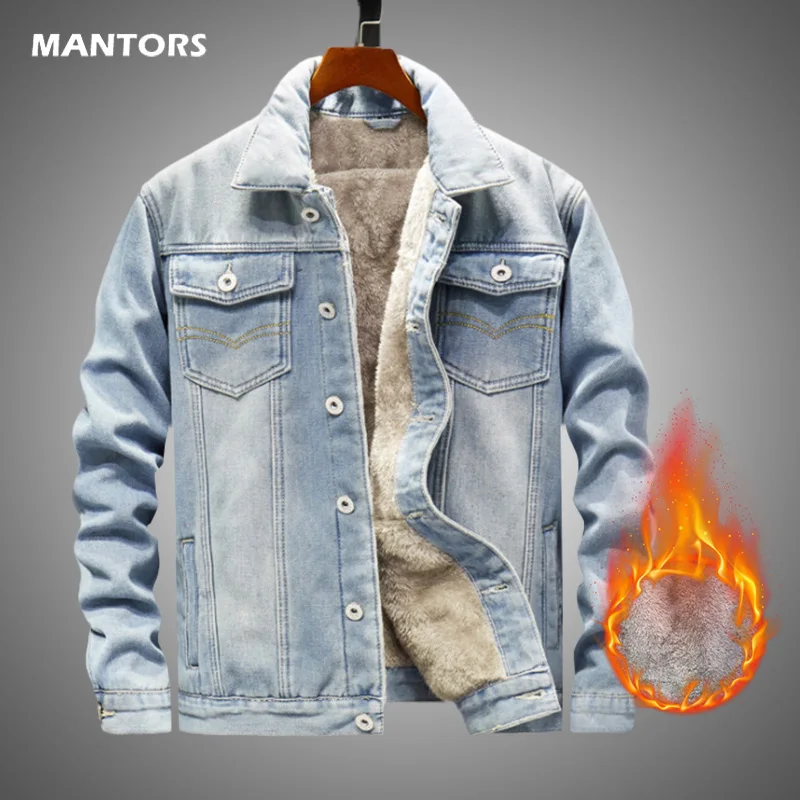 Зимняя мужская джинсовая куртка Повседневная Уличная Мужская в стиле хип хоп
