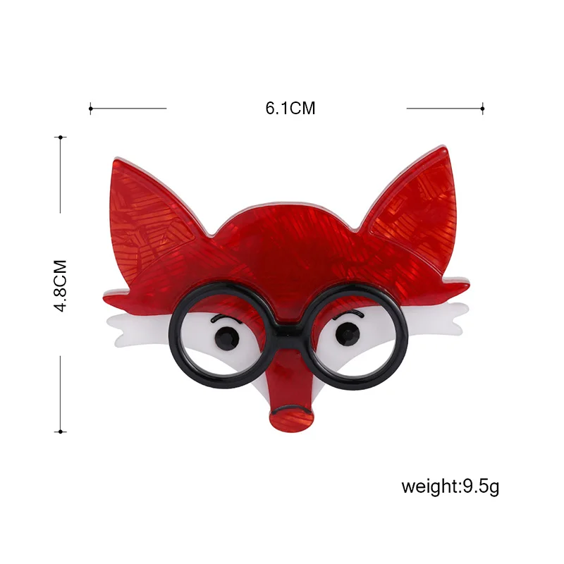 Funmor Casual Fox Face With Glass Brooch Acrylic Pins For Women Girls Scarf Blouse Accessories Daily Party Ornaments Bijoux Gift | Украшения