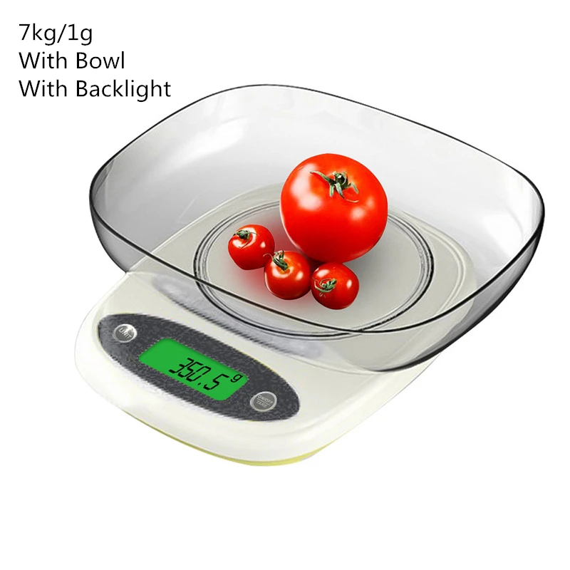7kg-1g bowl light 7 кг/3 кг 0,1/1g Цифровой Кухня Еда весы ЖК-дисплей Дисплей высокой точности мини весы грамм весы для Кухня Еда ювелирные изделия - Цвет: 7kg-1g bowl light