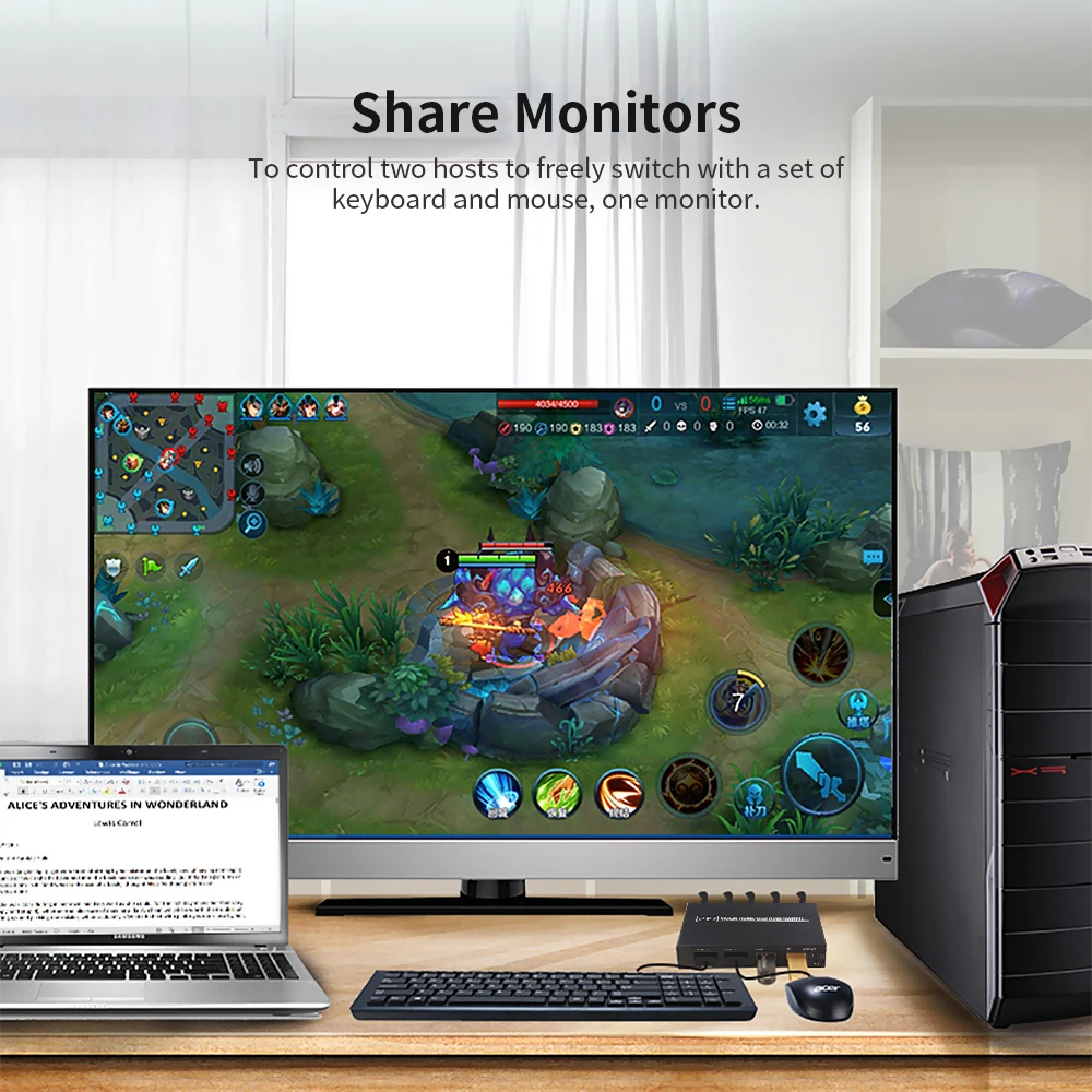 AIMOS переключатель AM KVM 201CL 2 в 1 HDMI/USB Поддержка HD 2K * 4K хосты удельный вес