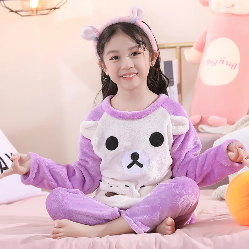 

Пижама для мальчиков и девочек, зимняя, теплая, с длинным рукавом