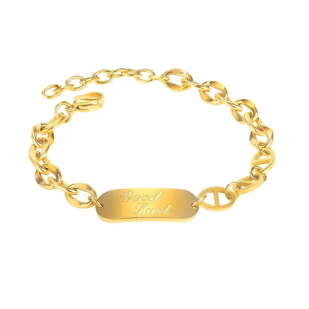 

Good Luck Charm Bracelet Stainless Steel Rose Gold Color Chain Link Women Girls Fashion Jewelry Gift
