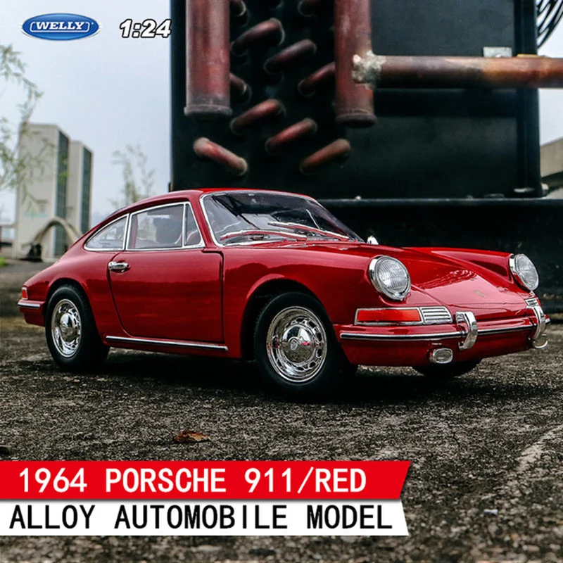 1964 911 Welly 1:24 Porsche 911 Turbo 3,0 модель автомобиля из сплава Модель автомобиля украшение автомобиля коллекция Подарочная игрушка Литье под давлением модель игрушка для мальчиков - Цвет: 1964 911