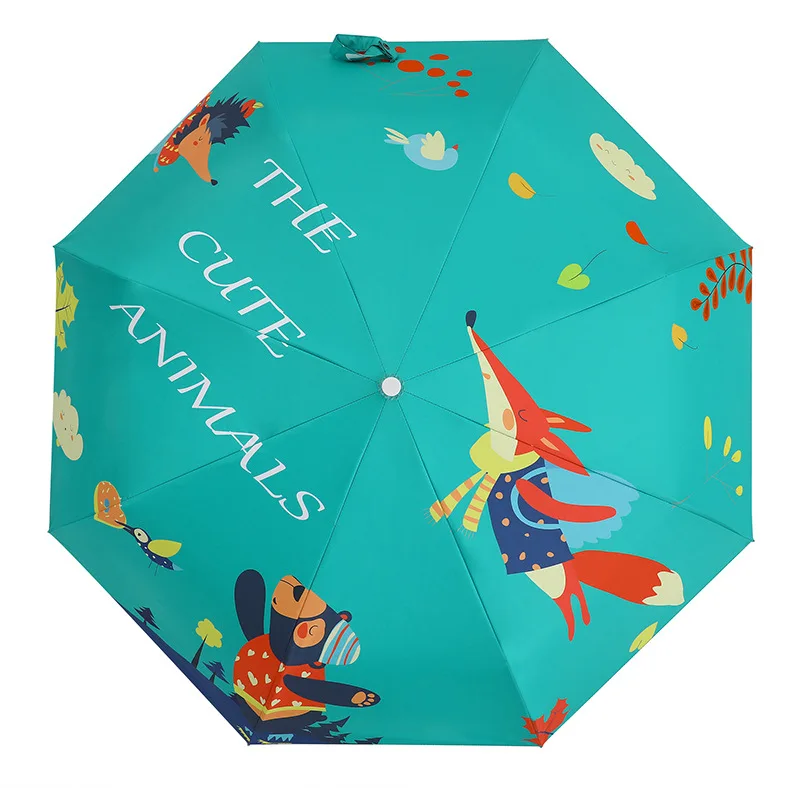 Автоматический зонт с лисой для дождливой погоды детский складной светильник