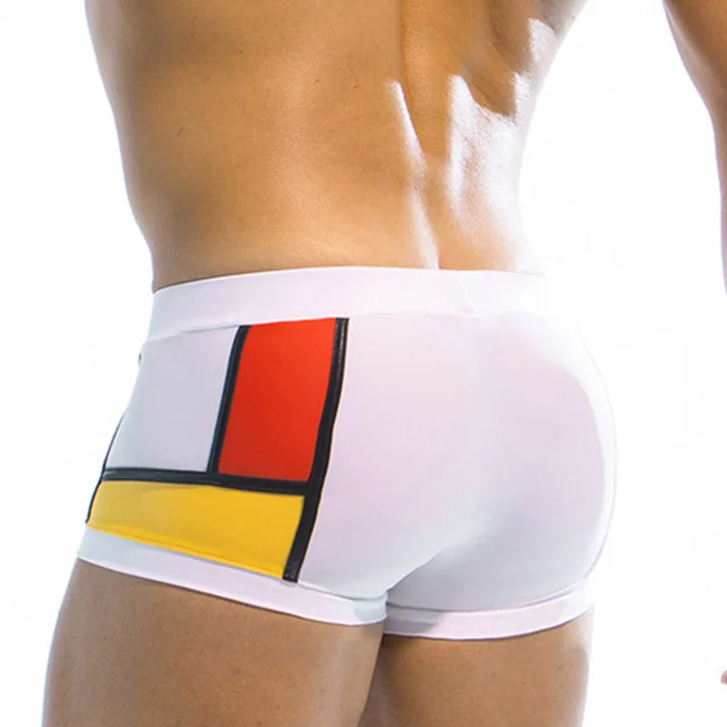2021 Contrast Color Swimming Trunks For Men Swimwear Swimsuit Sexy Beach Bikini Boxer Surfing Swim Wear Bathing Suit Sport Short | Спорт и