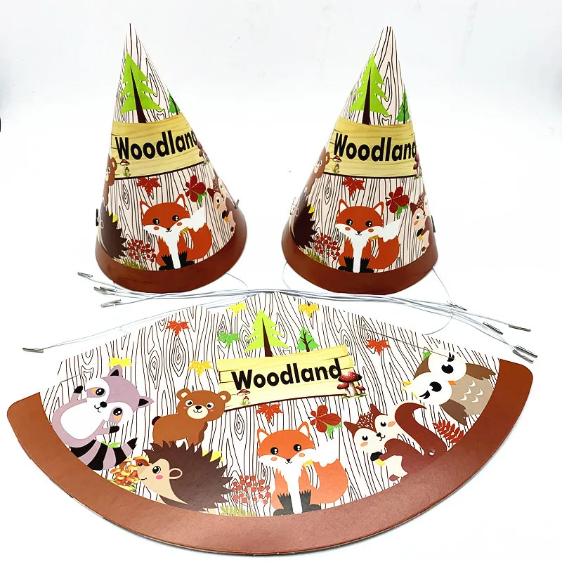 Лесной фон джунгли сафари бумажная тарелка шляпа дикая первый день рождения